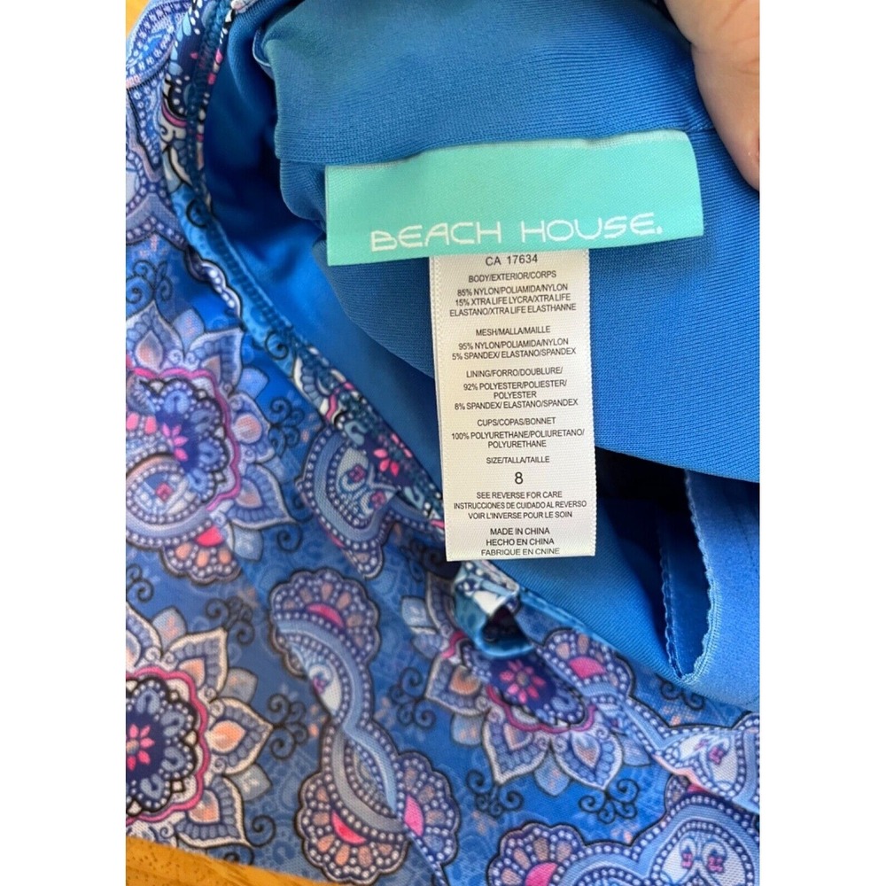 Beach House One Piece Swimsuit Portia Mesh Layer Tankini Top Boho Chic, Size‎ M - Picture 8 of 9